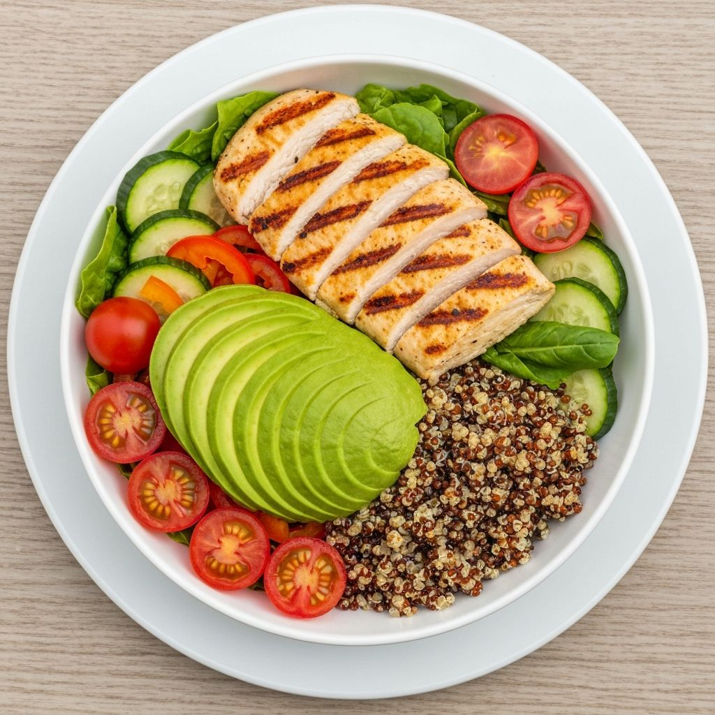 Bowl de almuerzo con pollo y quinoa